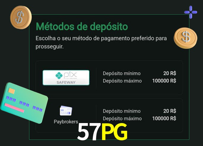 O cassino 57PGbet oferece uma grande variedade de métodos de pagamento